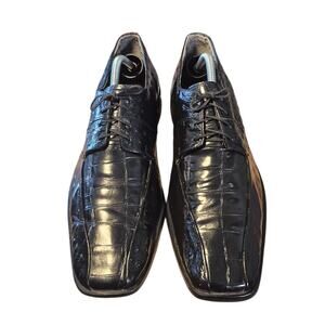 Stacy Adams Men's Oxfords Size 10 Ostrich Alligator Genuine Leather Black